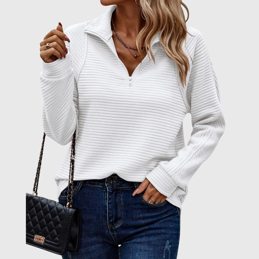 - CozyCollar Textured Knit Top