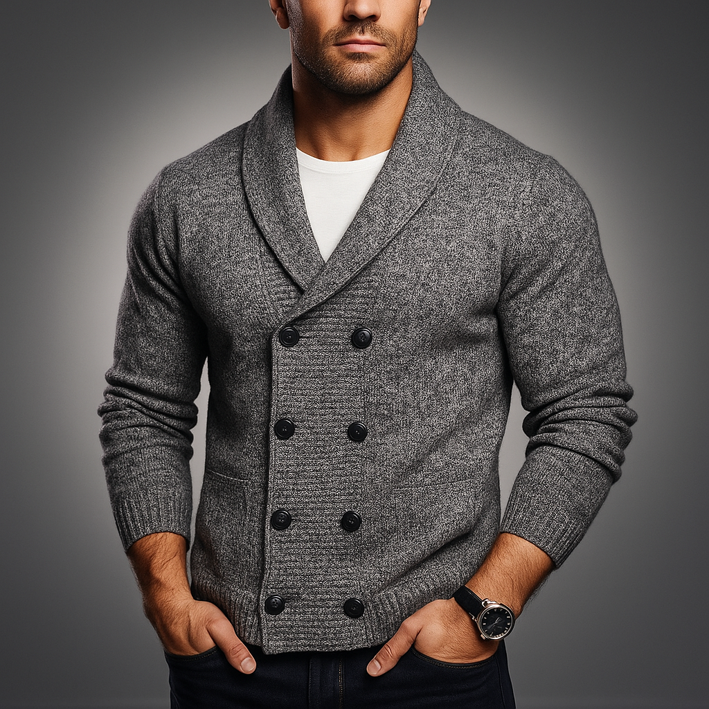 Double-Breasted Cotton-Blend Cardigan