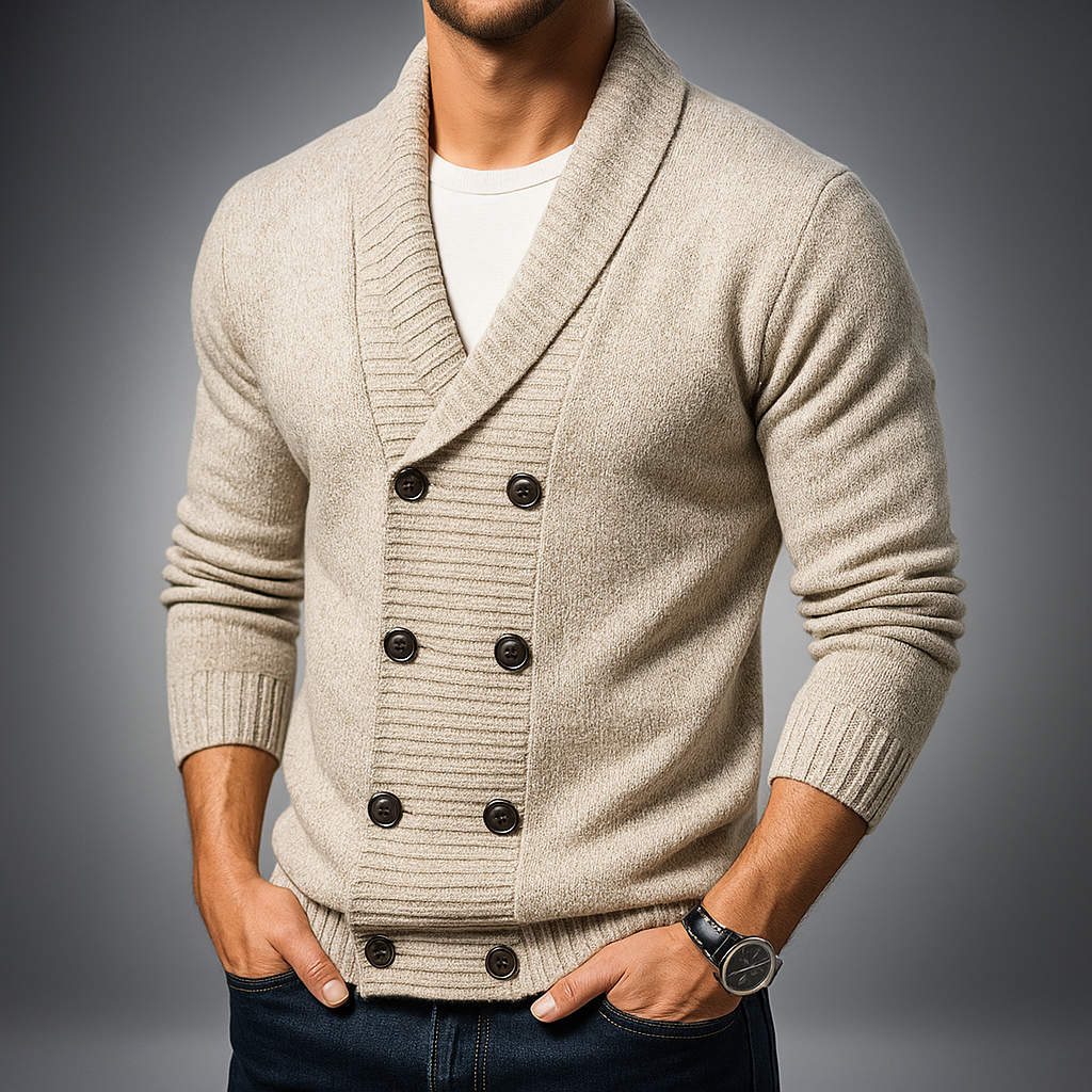Double-Breasted Cotton-Blend Cardigan