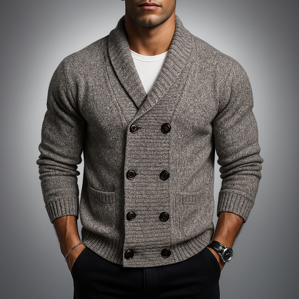 Double-Breasted Cotton-Blend Cardigan