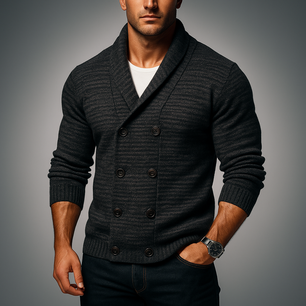 Double-Breasted Cotton-Blend Cardigan