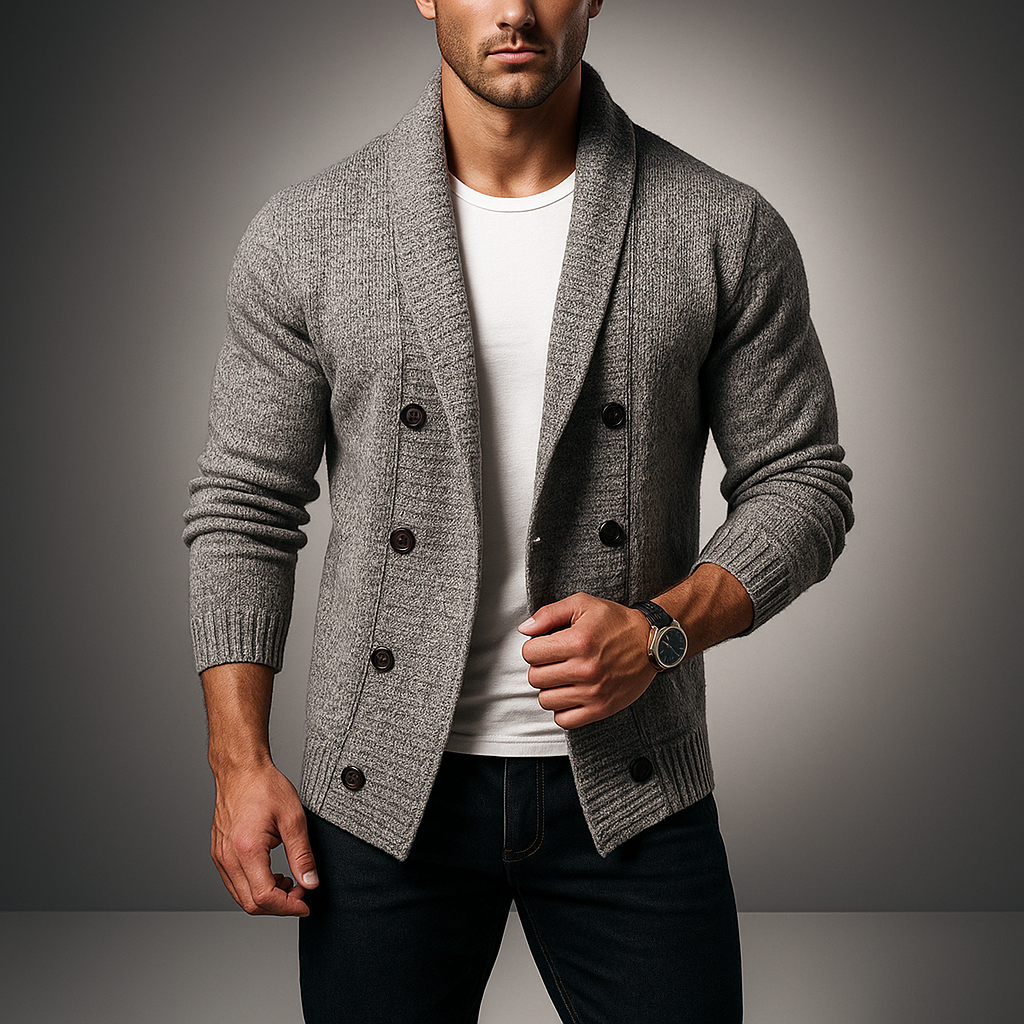 Double-Breasted Cotton-Blend Cardigan