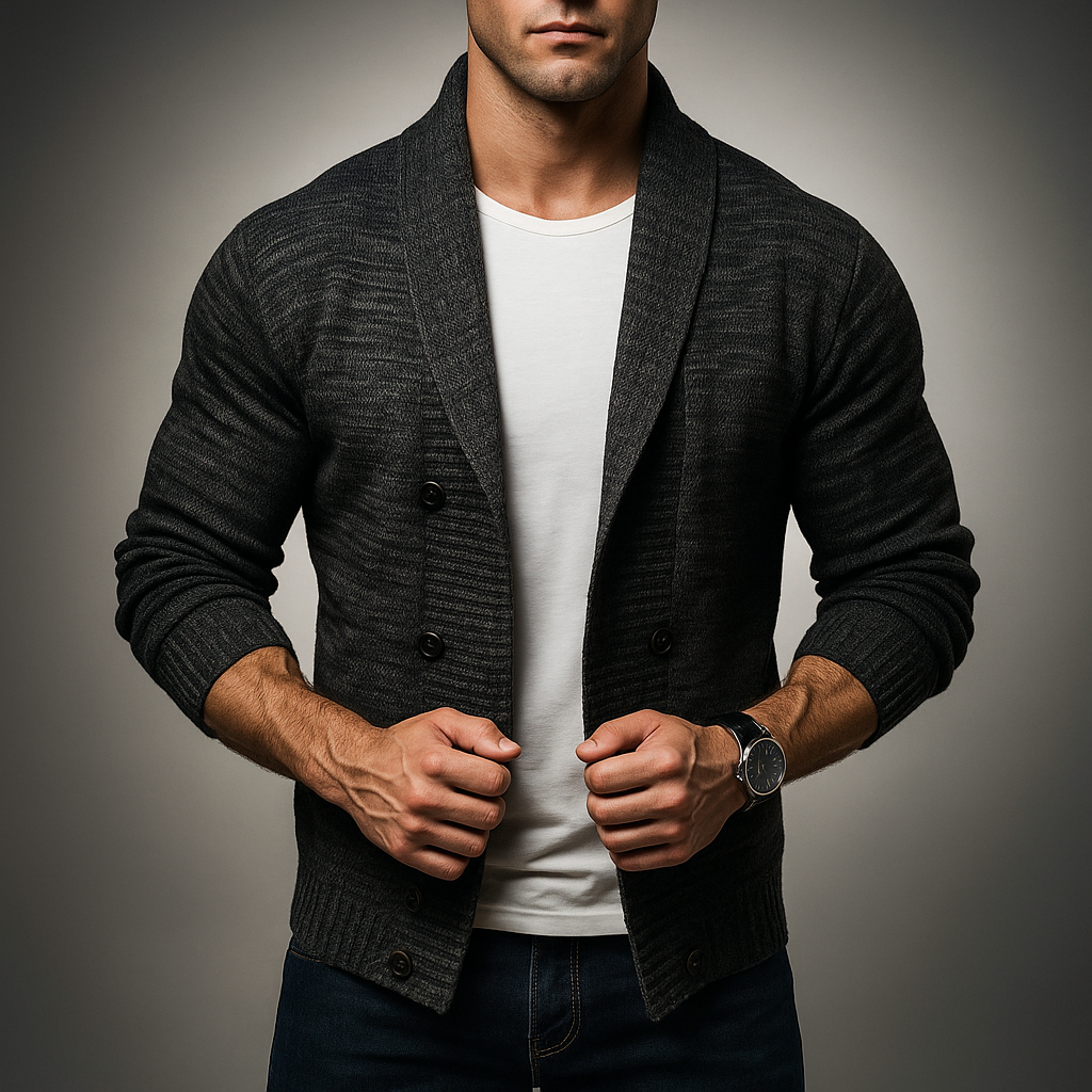 Double-Breasted Cotton-Blend Cardigan