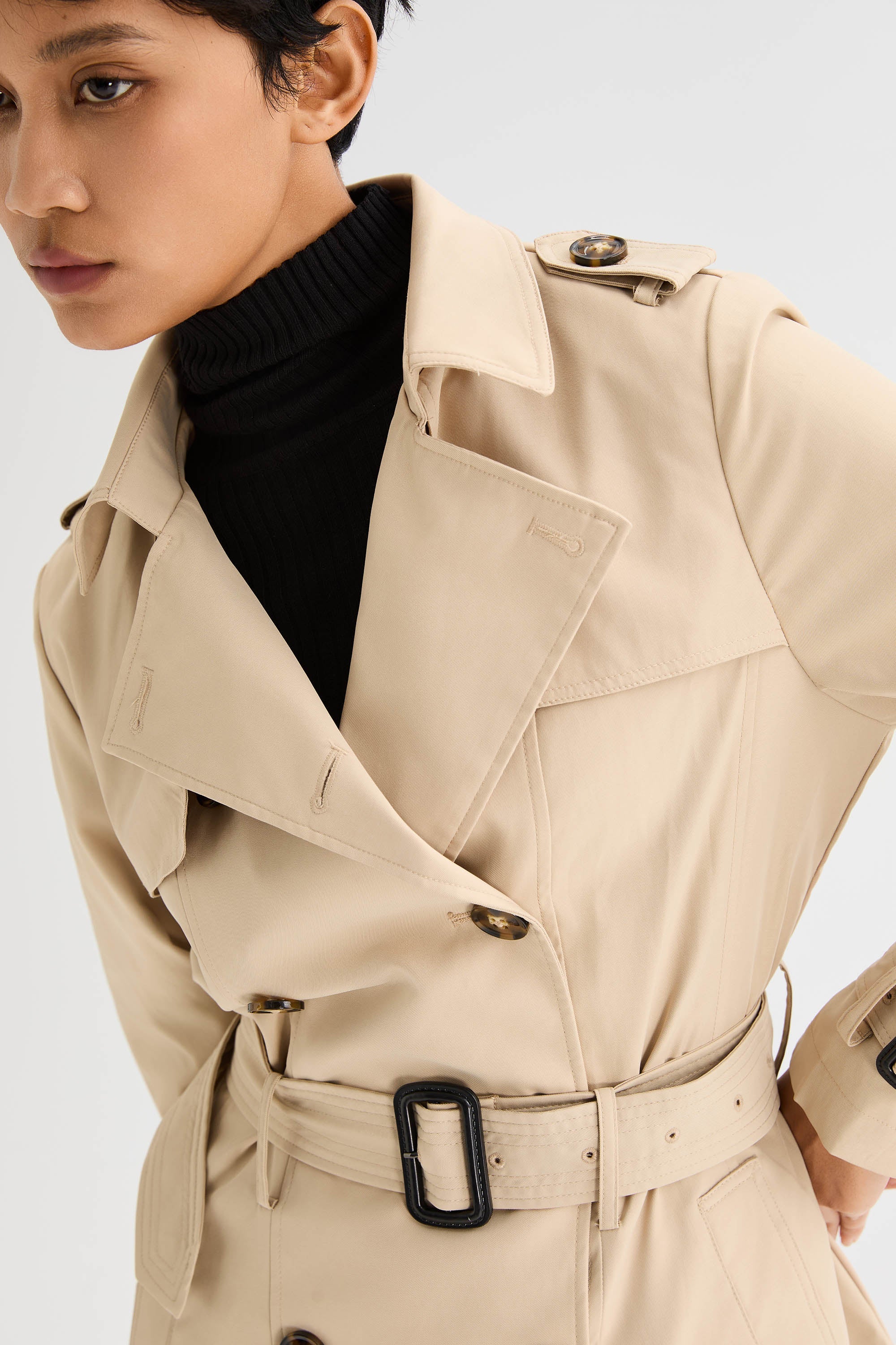 - Hudson Tailored Trench – Short & Sleek