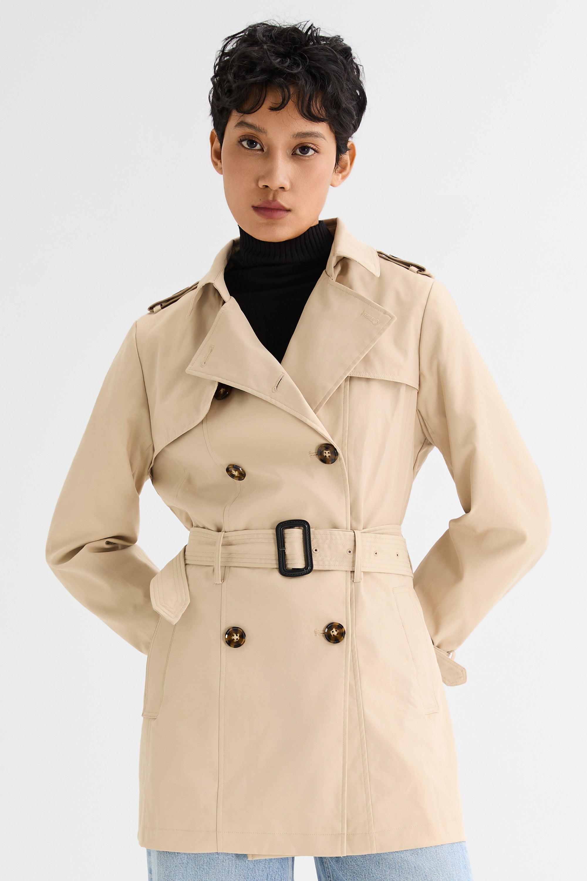 - Hudson Tailored Trench – Short & Sleek