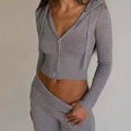 Ribbed Cropped Hoodie & High-Waist Lounge Set