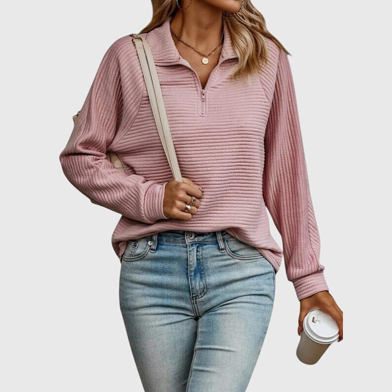 - CozyCollar Textured Knit Top