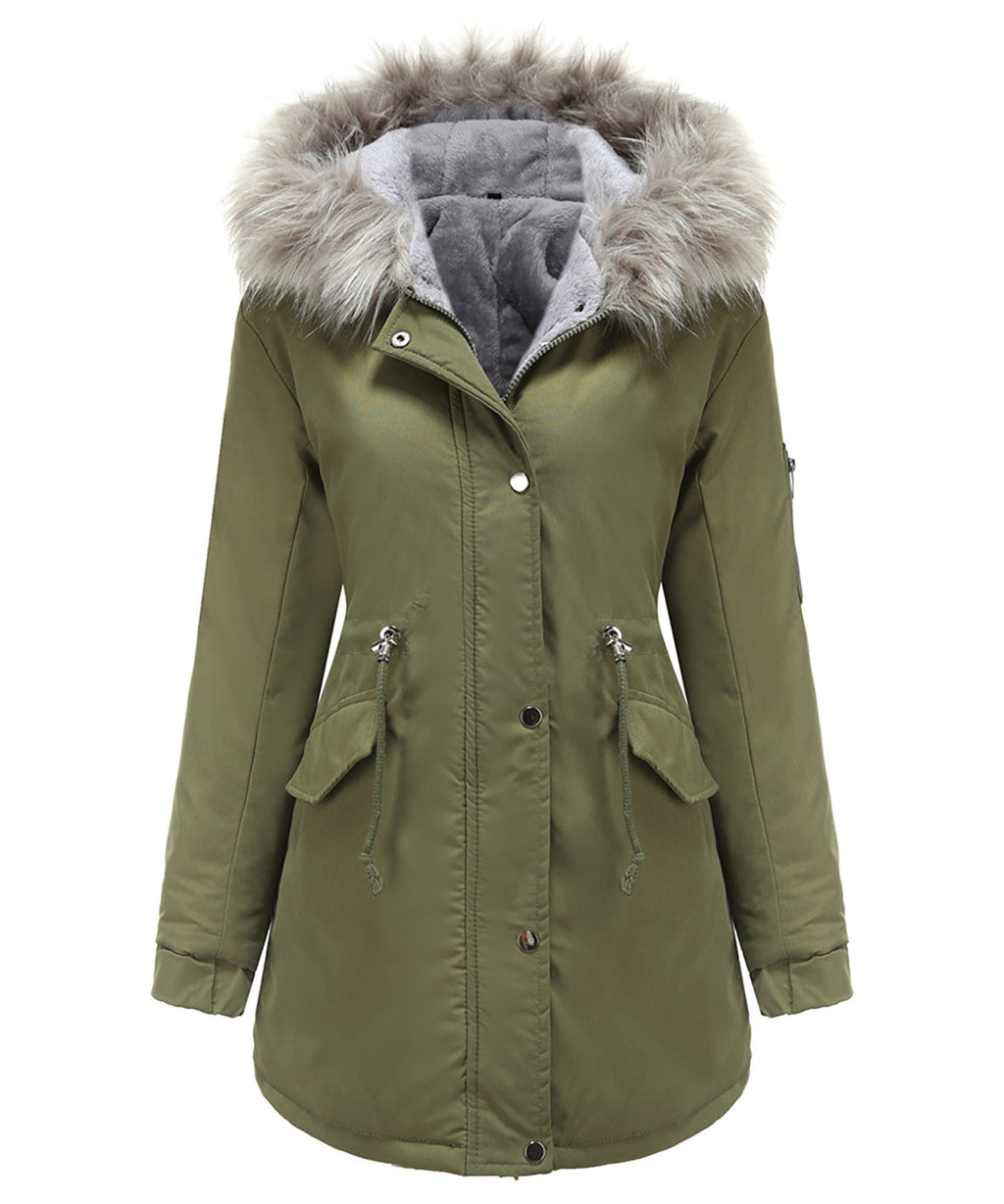Sherpa-Lined Winter Coat with Faux Fur Hood