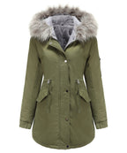 Sherpa-Lined Winter Coat with Faux Fur Hood