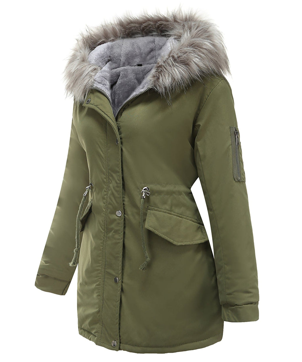 Sherpa-Lined Winter Coat with Faux Fur Hood