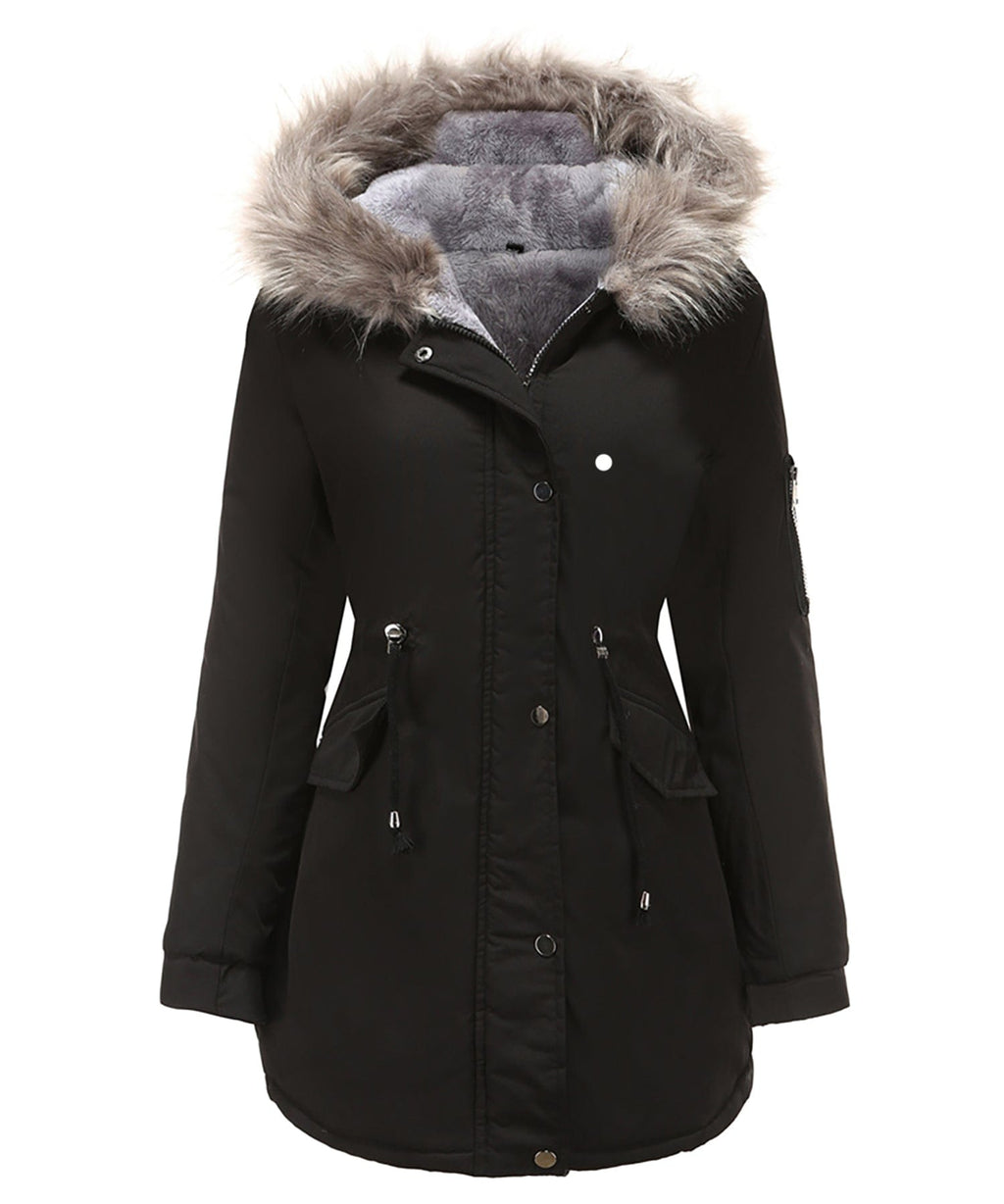 Sherpa-Lined Winter Coat with Faux Fur Hood