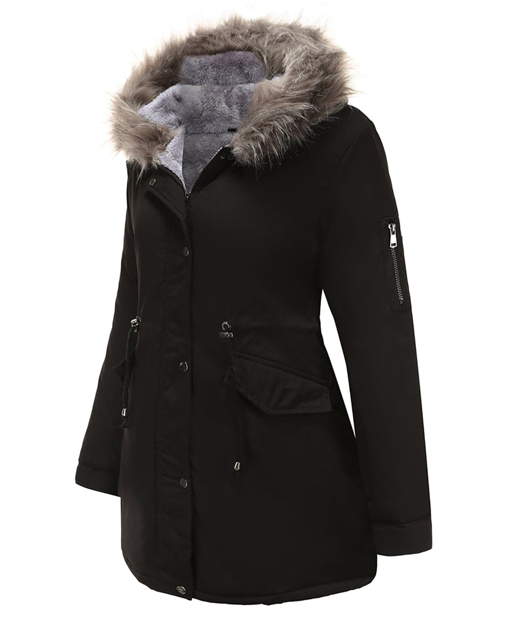 Sherpa-Lined Winter Coat with Faux Fur Hood