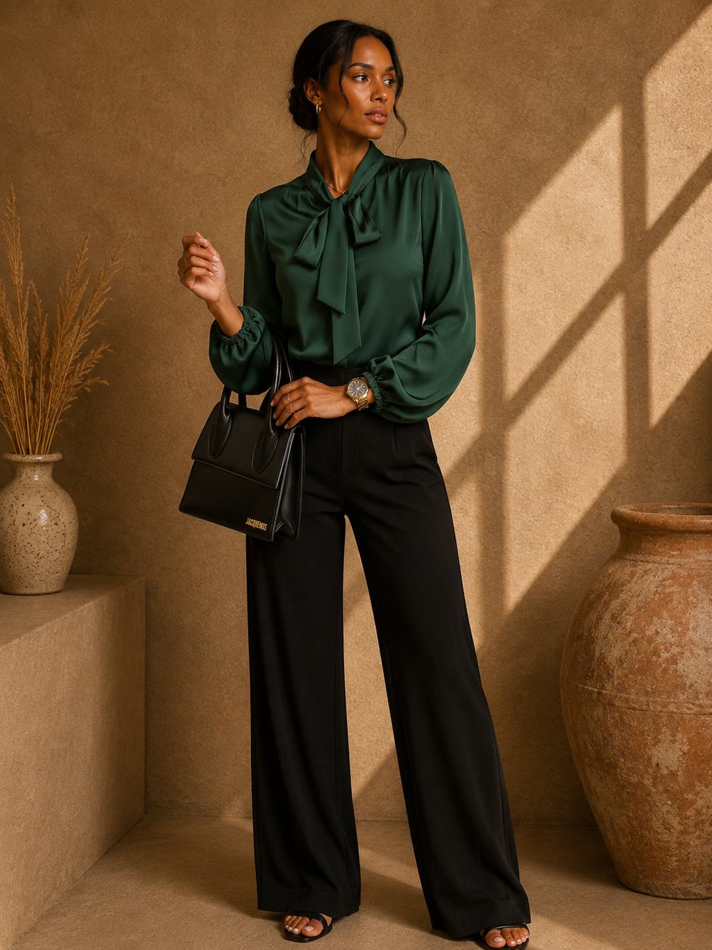 Amara™ Bow Neck Long Sleeve Blouse