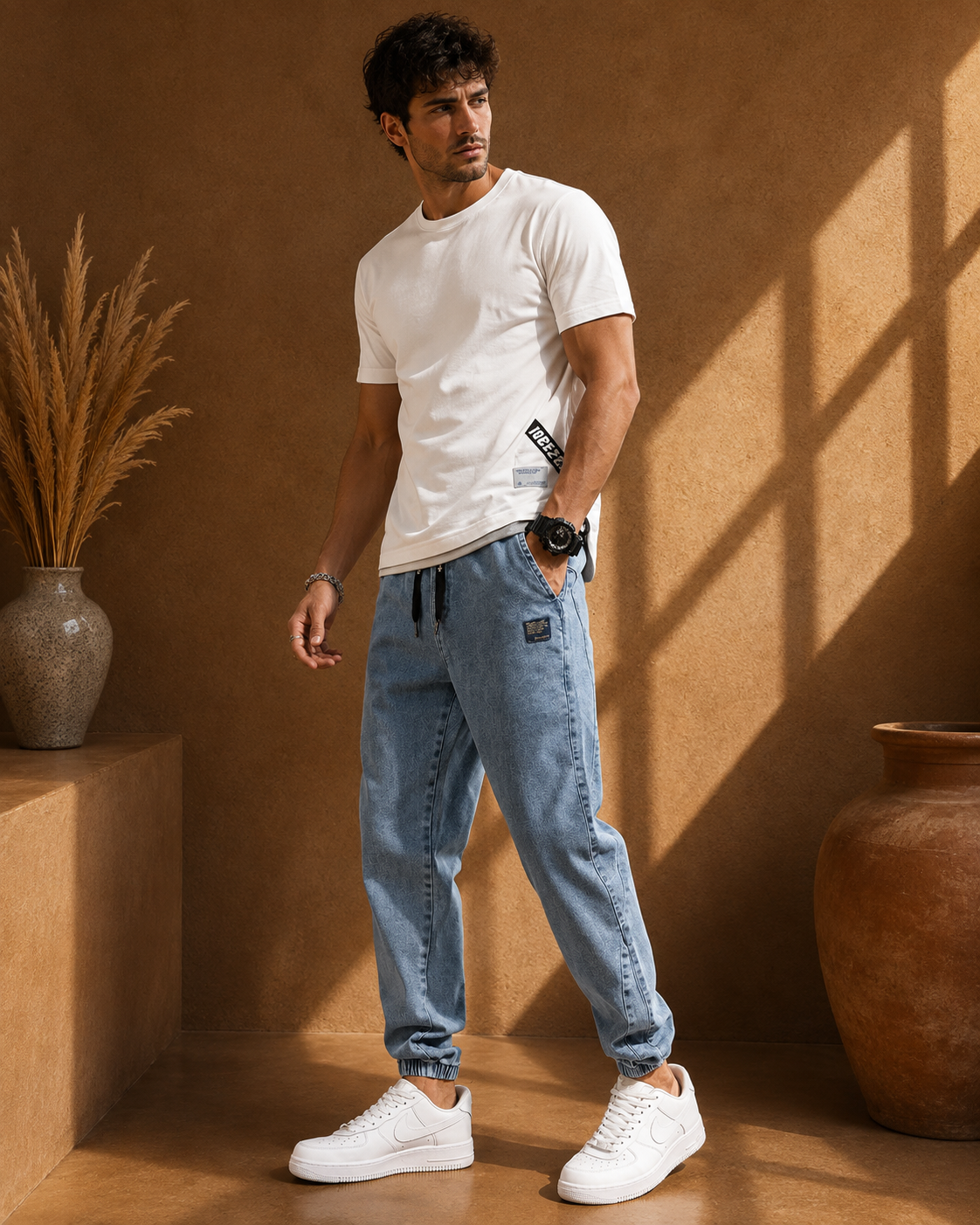 - Men’s Premium Cargo Denim Jogger Pants
