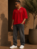 - Textured Crochet Knit Shirt