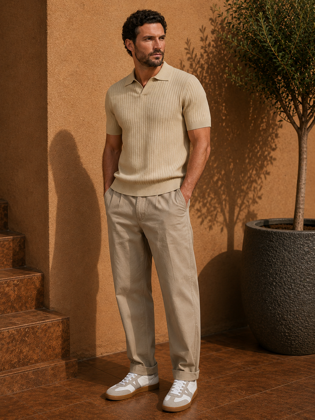 - Riviera Ribbed Knit Polo