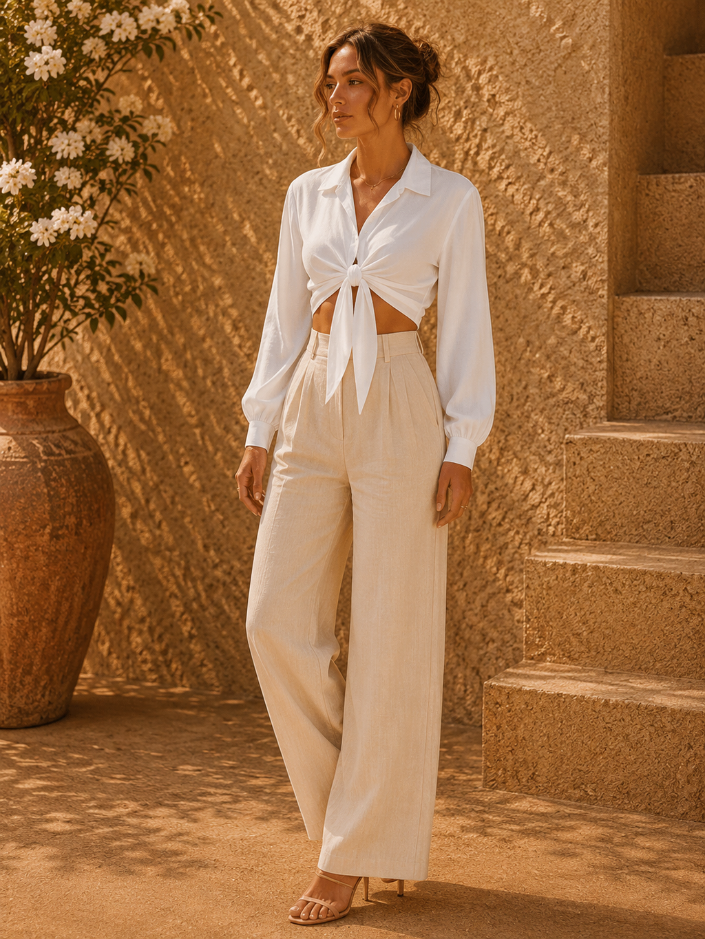 - Sienna Tie-Front Blouse