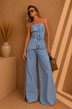 - Monaco Strapless Denim Jumpsuit