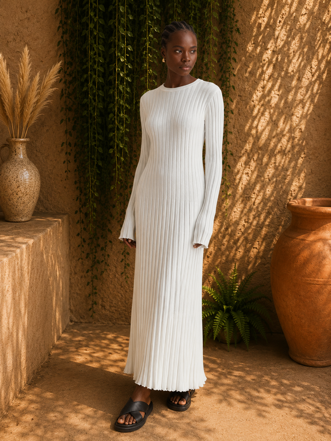 - Élodie Ribbed Knit Maxi Dress