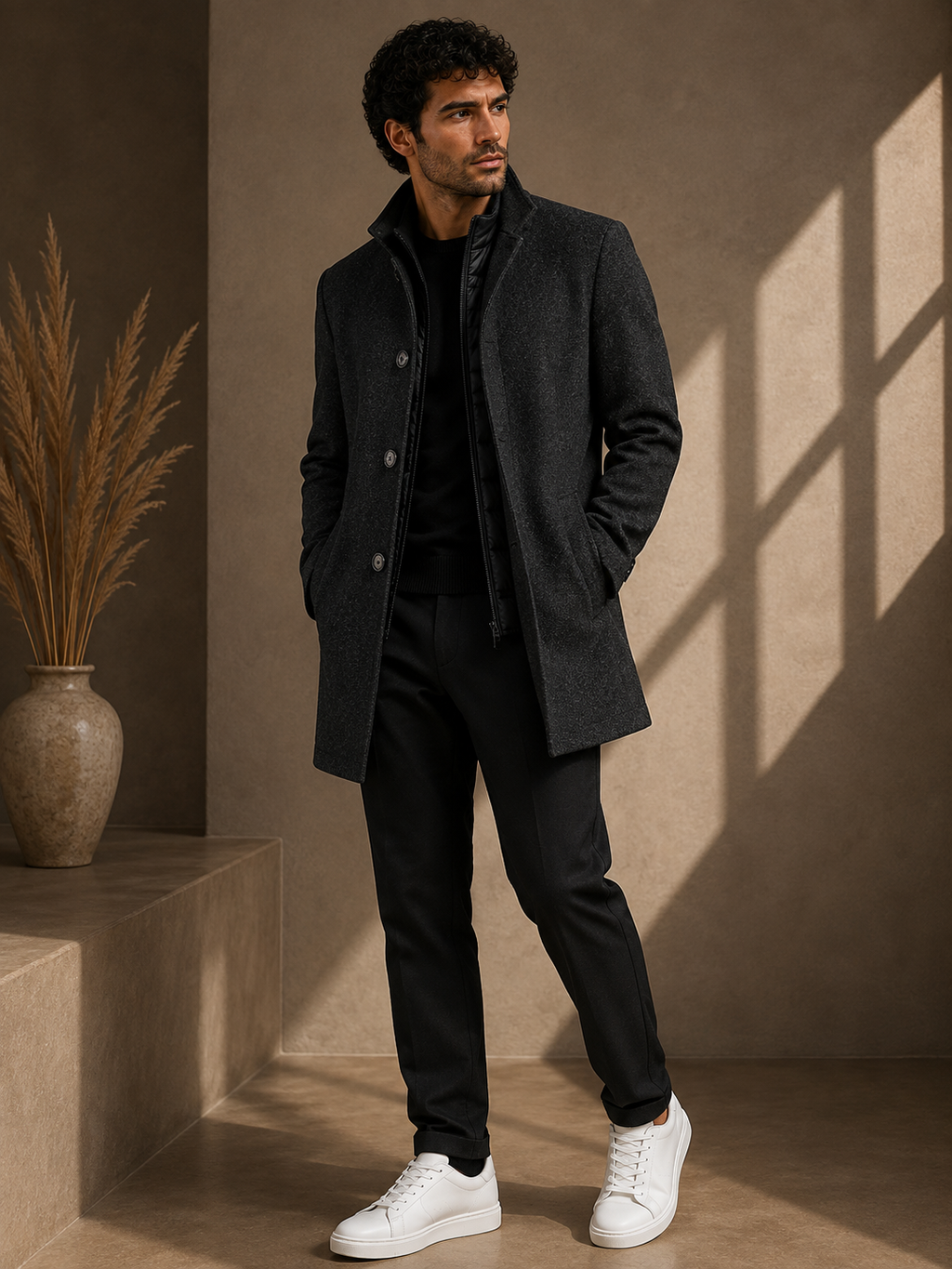 - Men’s Stand Collar Winter Jacket