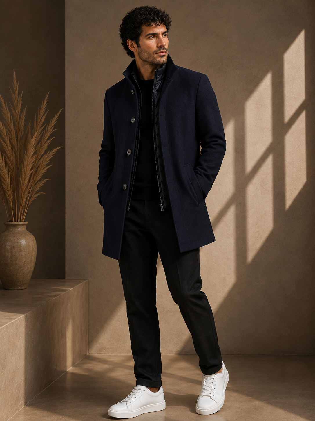 - Men’s Stand Collar Winter Jacket
