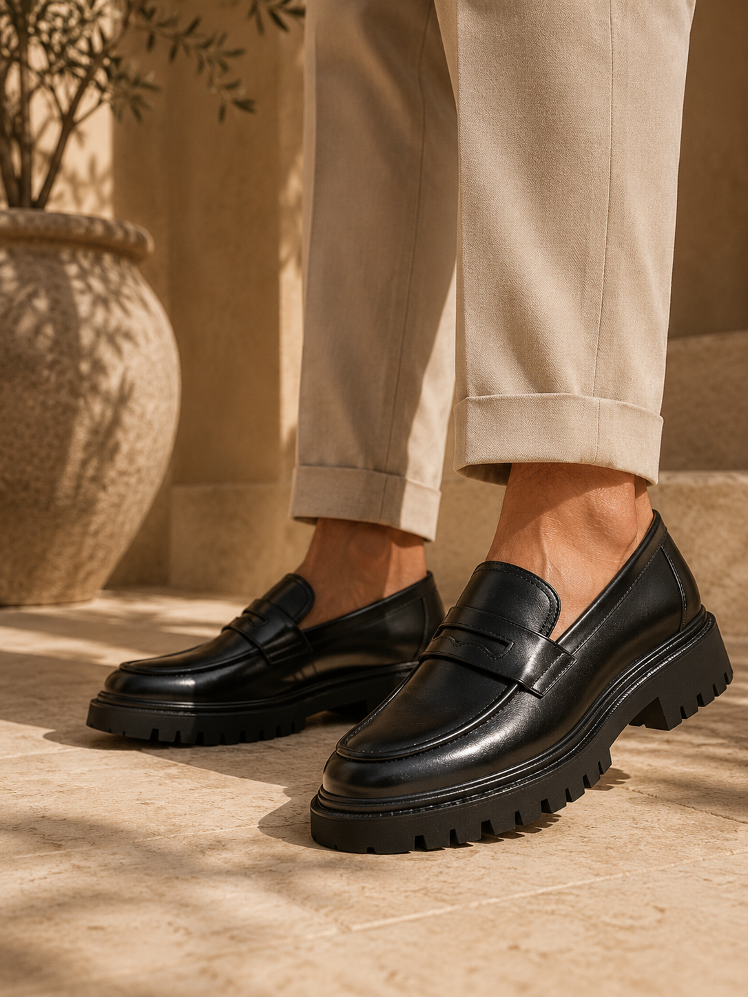 Men’s Platform Leather Loafers – Thick-Sole Slip-On Formal & Business Shoes