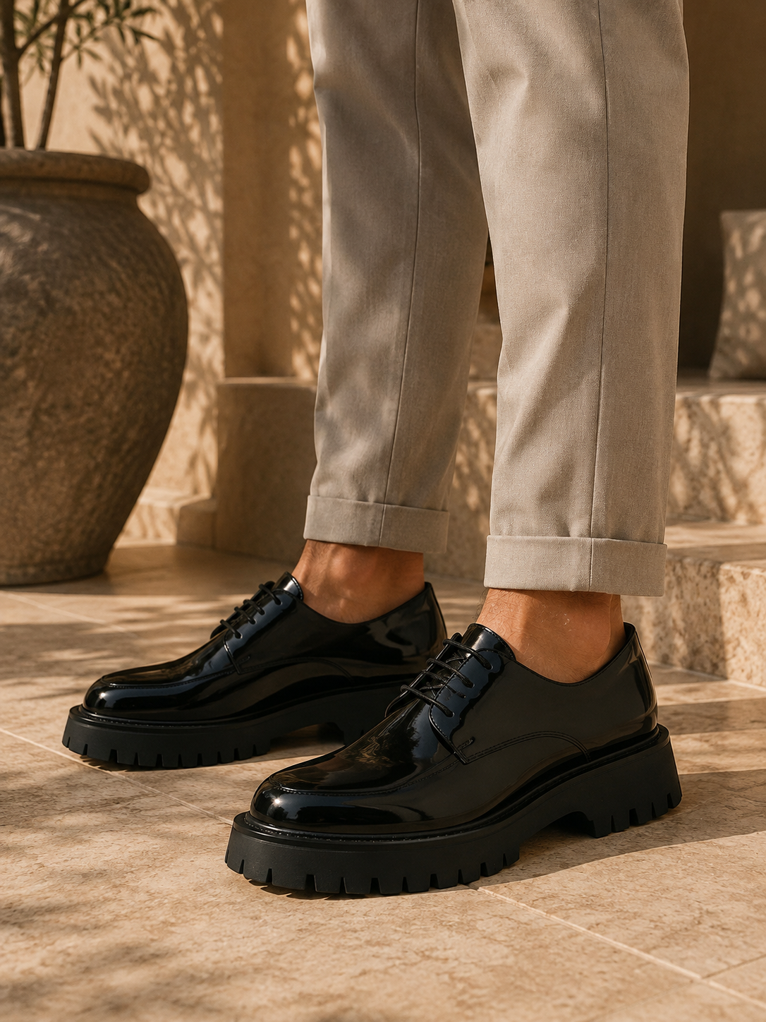 Men’s Platform Leather Loafers – Thick-Sole Slip-On Formal & Business Shoes