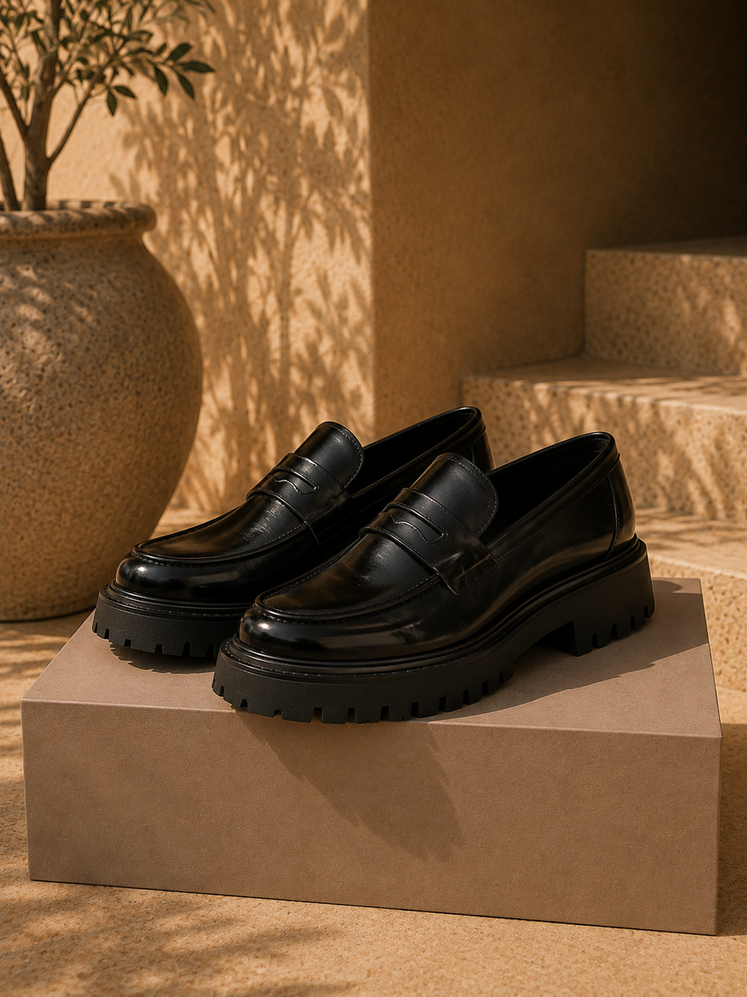 Men’s Platform Leather Loafers – Thick-Sole Slip-On Formal & Business Shoes