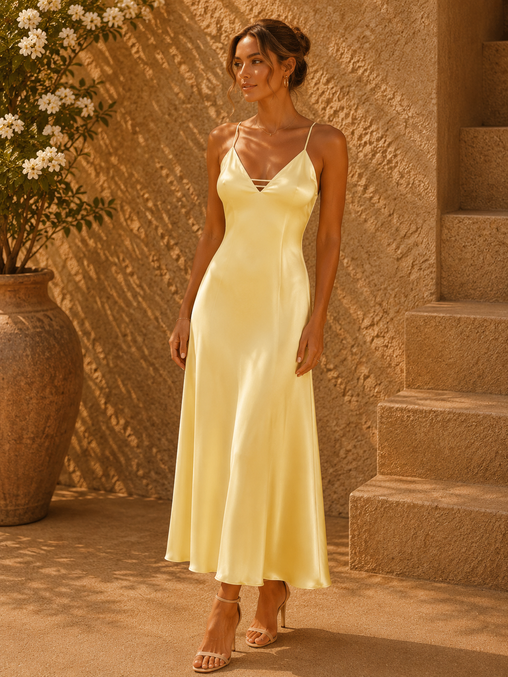 - Valencia Satin Midi Dress