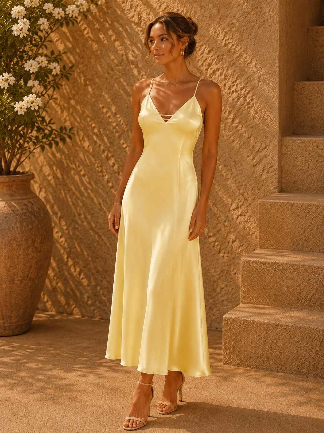 - Valencia Satin Midi Dress