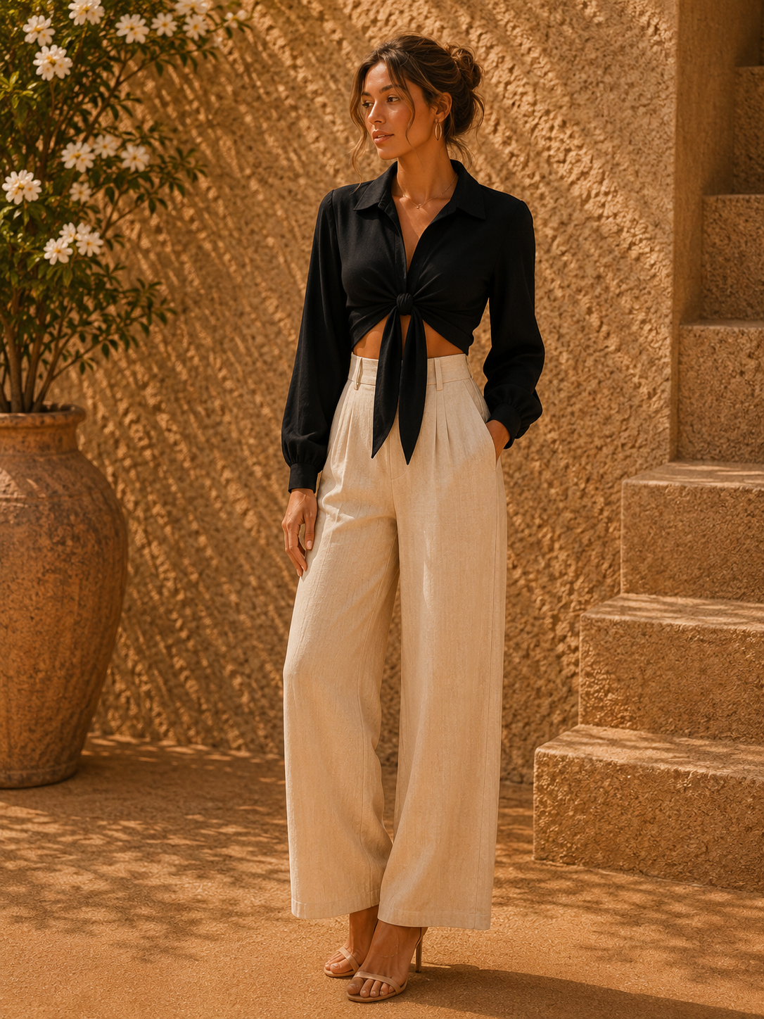 - Sienna Tie-Front Blouse