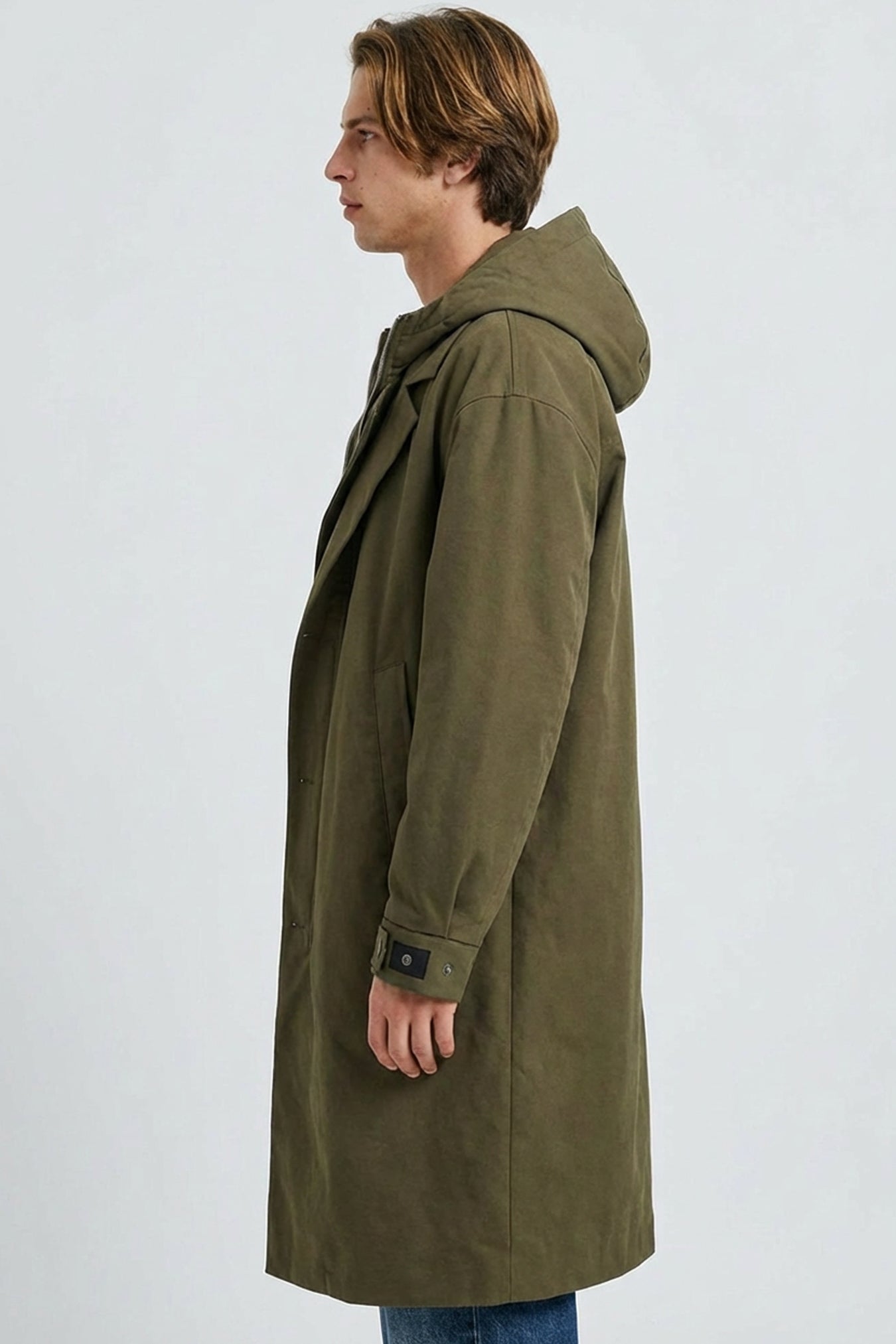 - Men’s Hooded Trench Coat Zip Up