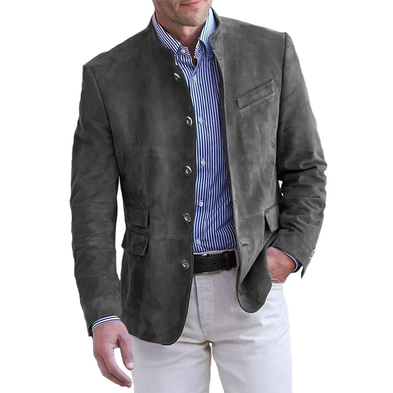 - Men’s Stand Collar Blazer Long Sleeve