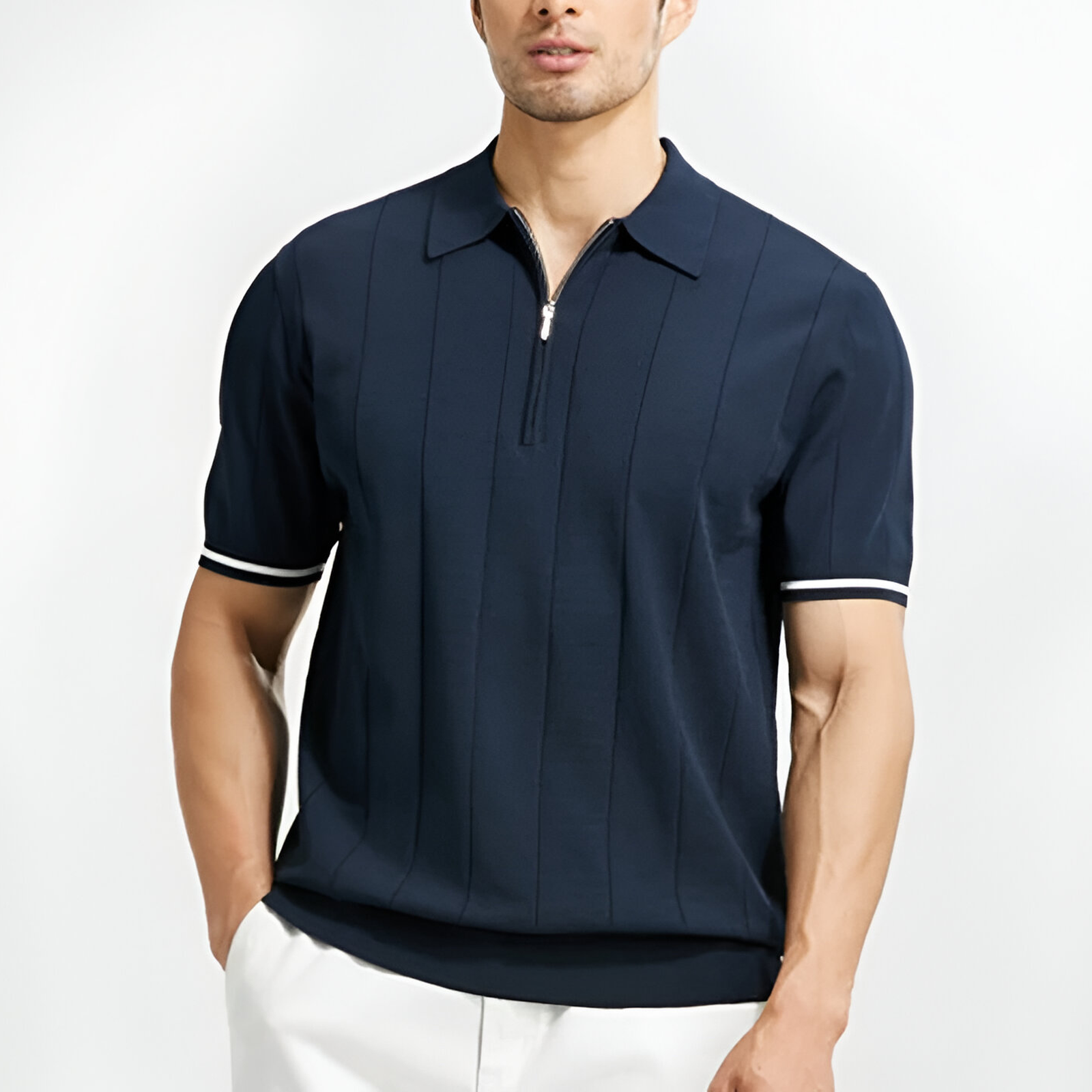 - Signature Zip-Neck Knit Polo