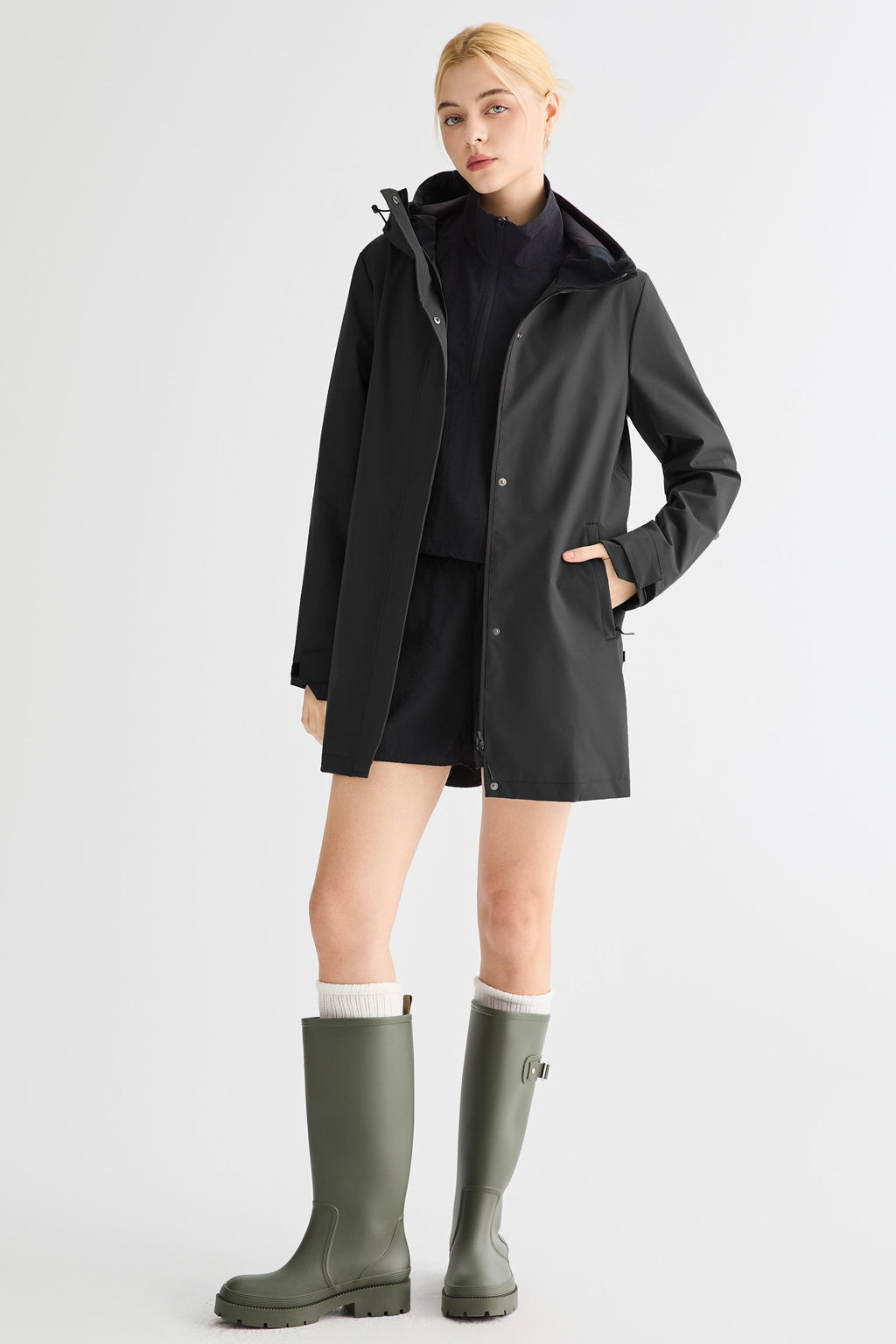 - Mid-Length Waterproof Trench Jacket