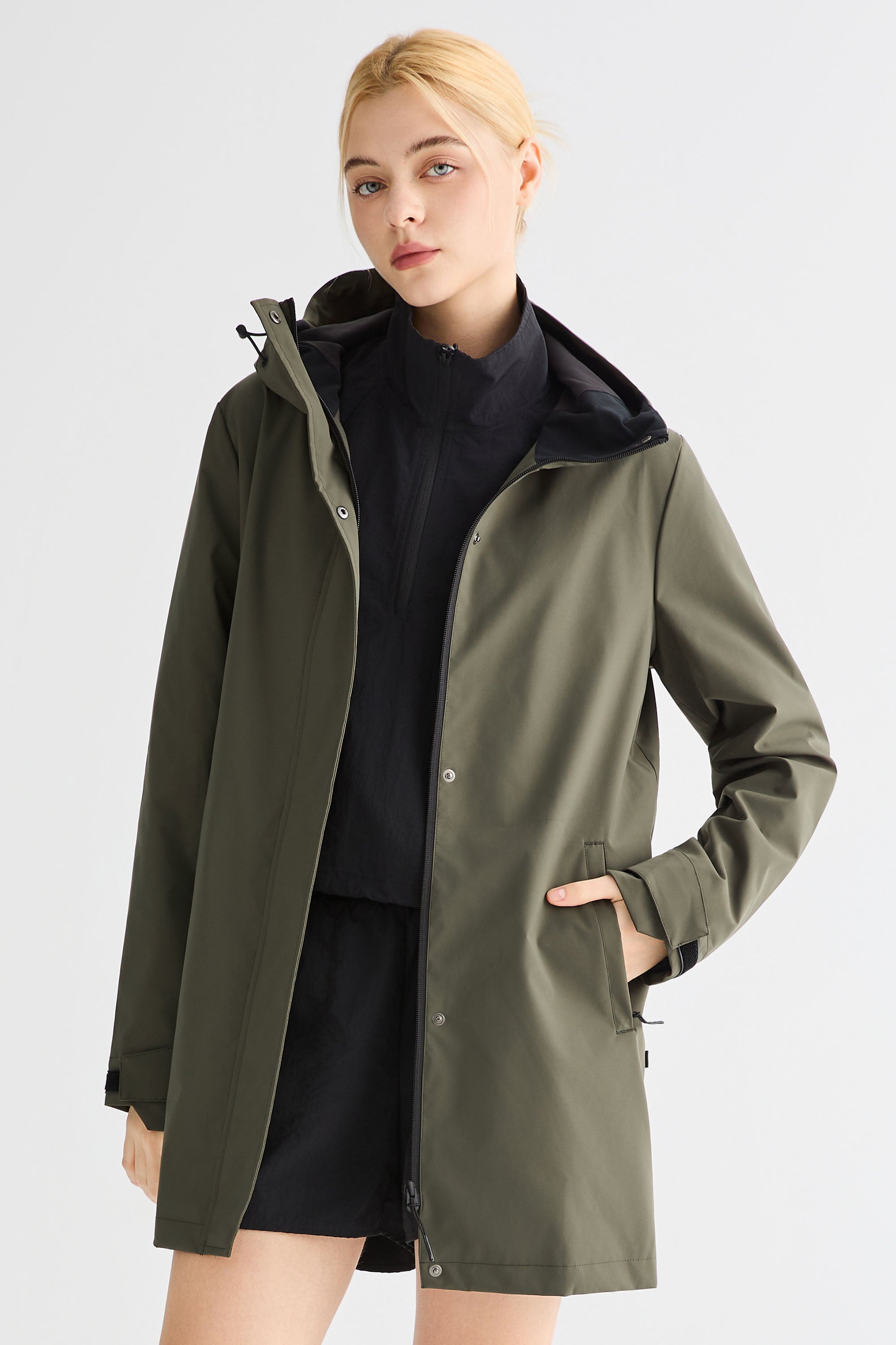 - Mid-Length Waterproof Trench Jacket