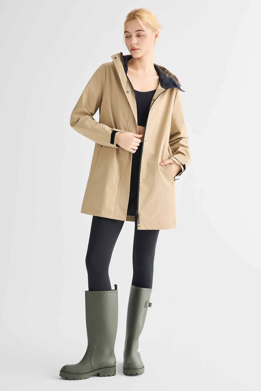 - Mid-Length Waterproof Trench Jacket