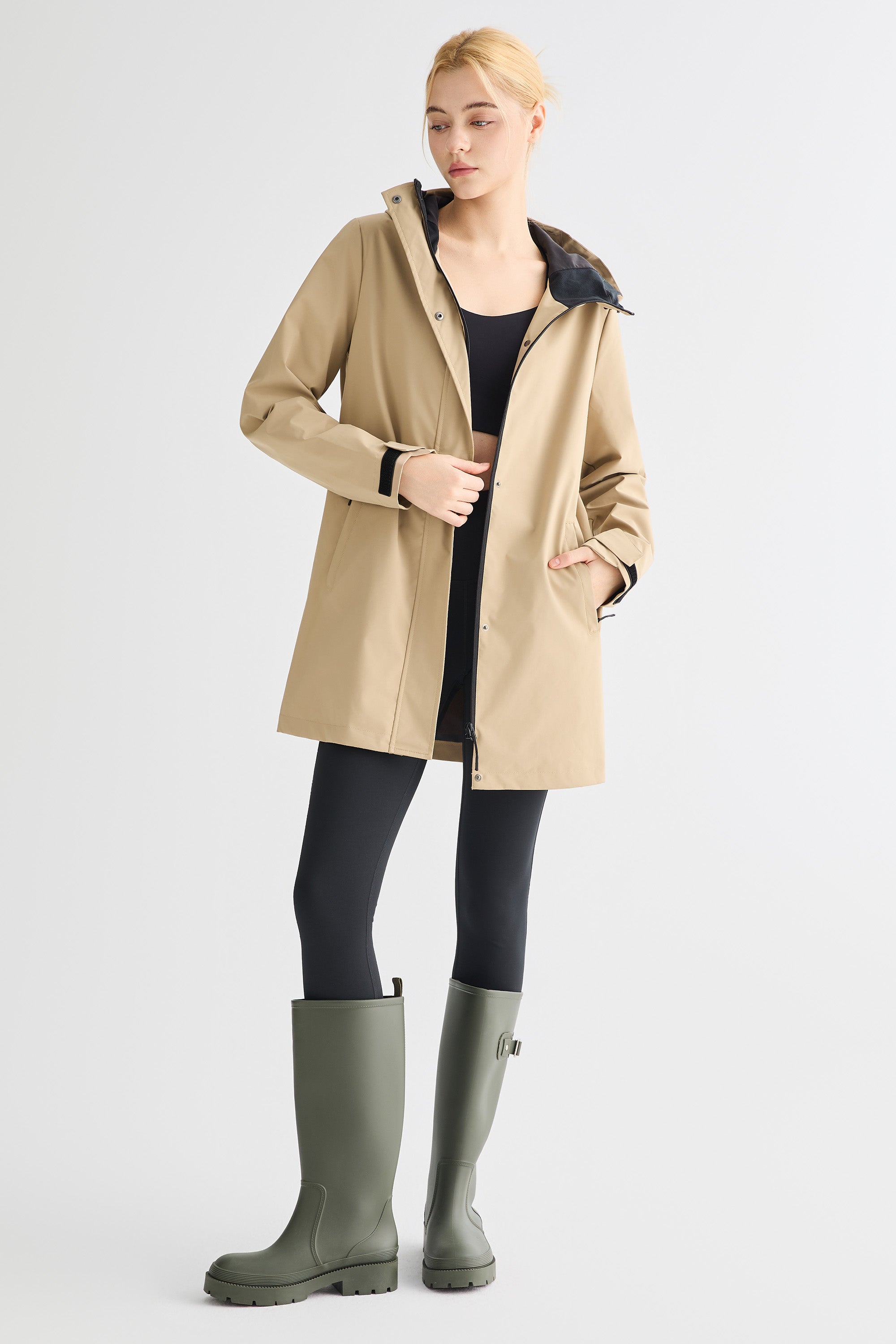 - Mid-Length Waterproof Trench Jacket