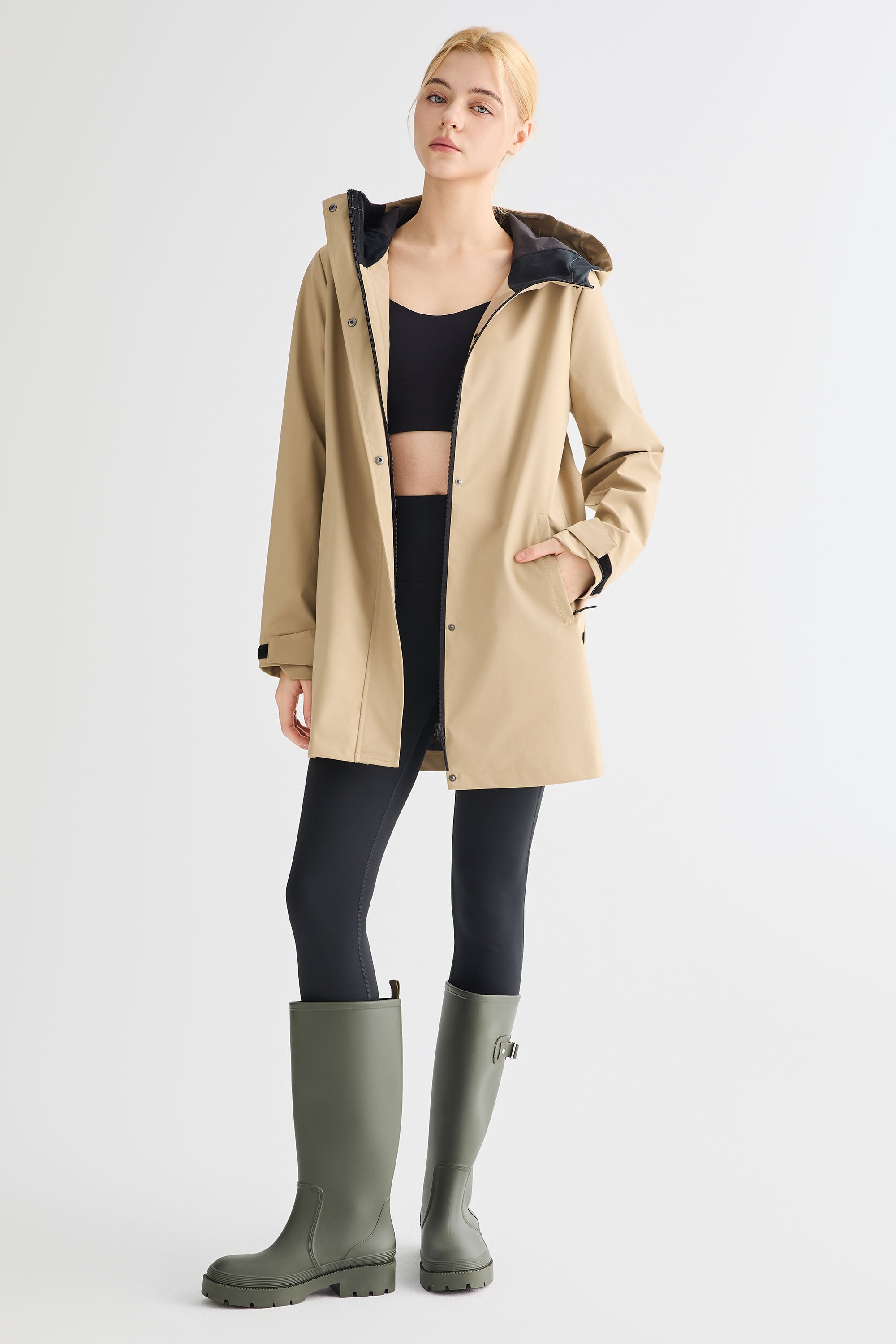 - Mid-Length Waterproof Trench Jacket