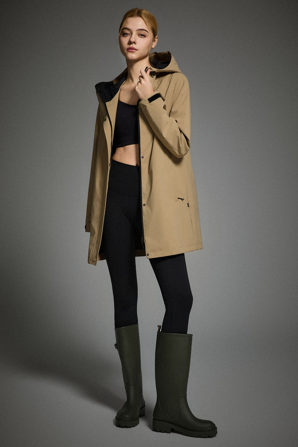 - Mid-Length Waterproof Trench Jacket