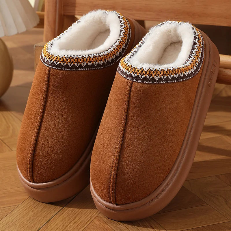 Fluffy Platform Slippers for Women – Warm Plush Winter Home Slippers