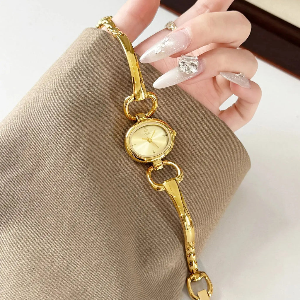 Luxury Vintage Women’s Skeleton Quartz Watch – Bracelet-Style Dress Wristwatch
