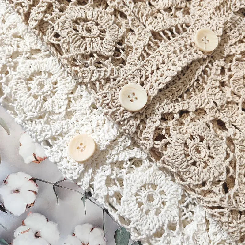 Women’s Lace Shawl Cotton Cardigan – Spring & Summer O-Neck Hollow Knit