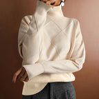 Geometric Knit Wool-Blend Turtleneck Sweater