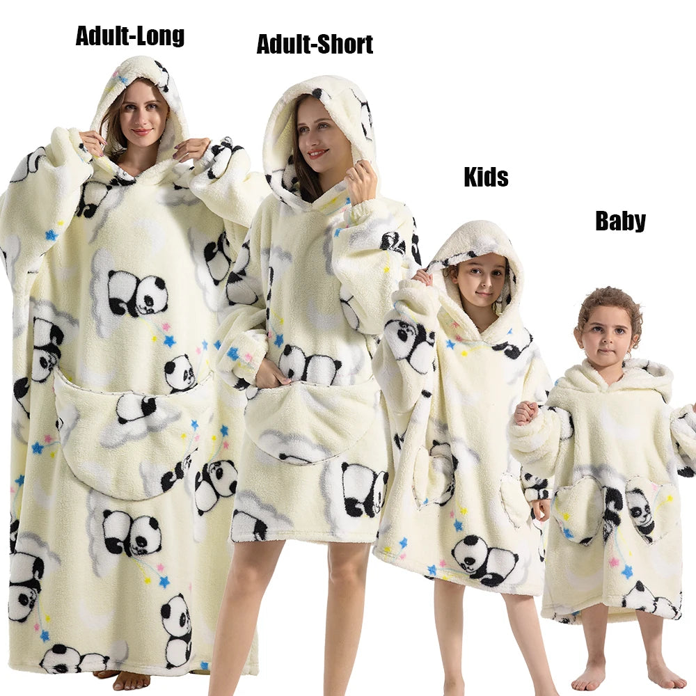 Oversized Sherpa Blanket Hoodie – Cozy Winter Wear for the Whole Family