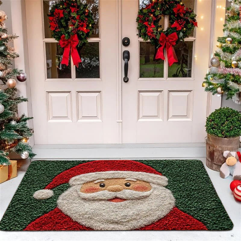 Red Santa & Gingerbread Man Christmas Door Mat – Welcome the Holidays with Joy