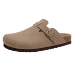 Philipberk Unisex Suede Clogs – Soft Leather Slip-On Sandals with Cork Footbed & Adjustable Buckle
