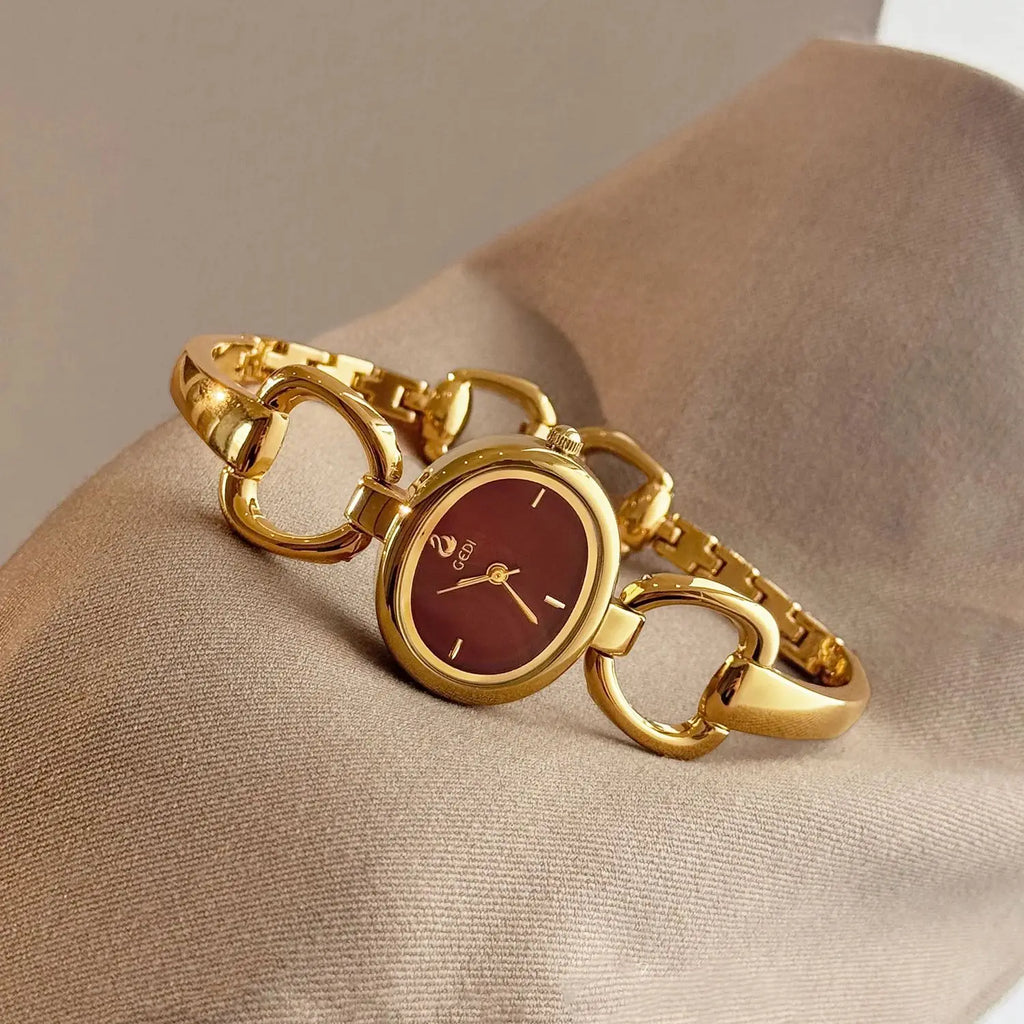 Luxury Vintage Women’s Skeleton Quartz Watch – Bracelet-Style Dress Wristwatch