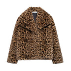 Women’s Chic Faux Fur Winter Coat – Solid Color Warm Lapel Collar Jacket