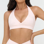 - Premium Deep-V Halter Sports Bra